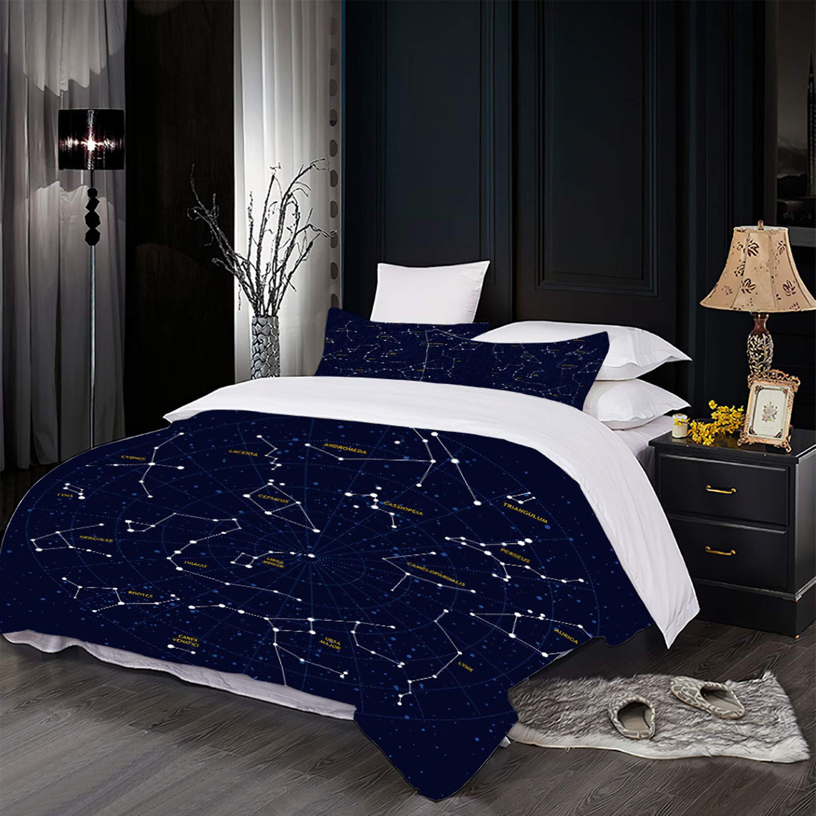 Copripiumino Set Universo Costellazioni - King 220x240cm Con 2 Federe, Per Ragazzi - 4