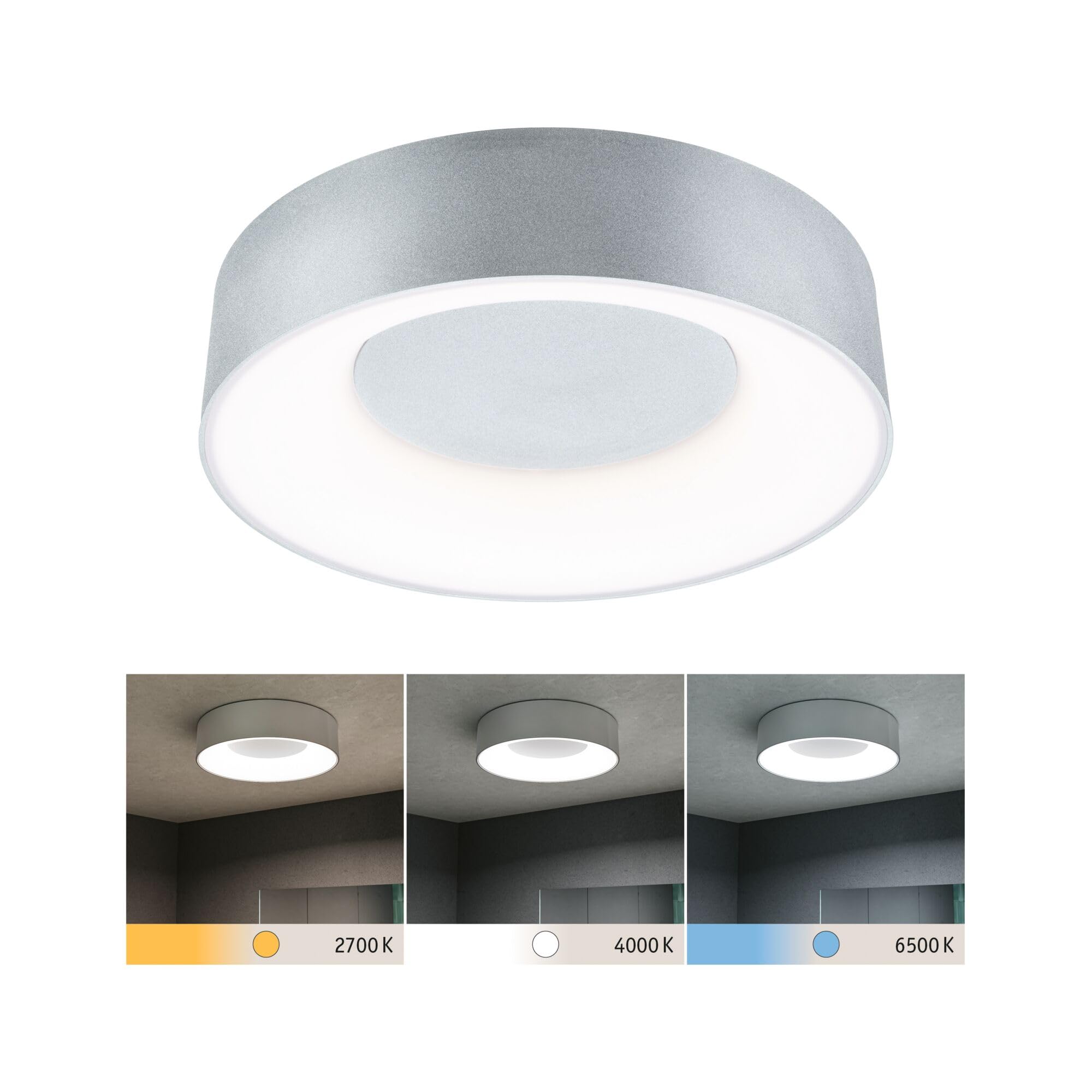 Paulmann 71094 Plafón LED Casca IP44 White Switch 2300lm 230V 18W, aluminio, redondo, regulable, metal, plástico, 3000K