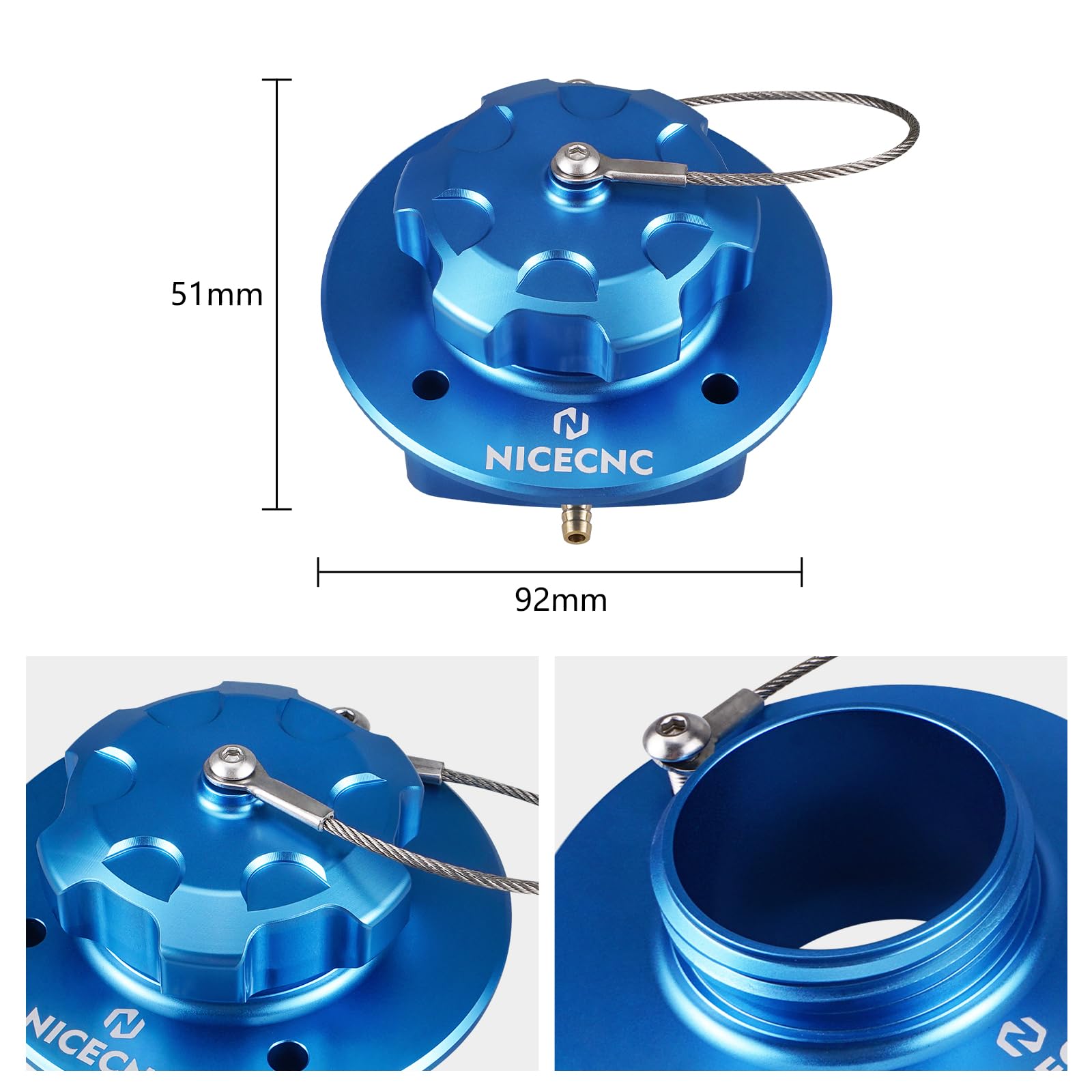 NICECNC Tapa de llenado de Aceite para Tanque de Combustible de Motocicleta, Color Azul, Compatible with GasGas 700 Enduro y Supermoto 2022-2024, llenado de Tanque de Combustible Compatible with