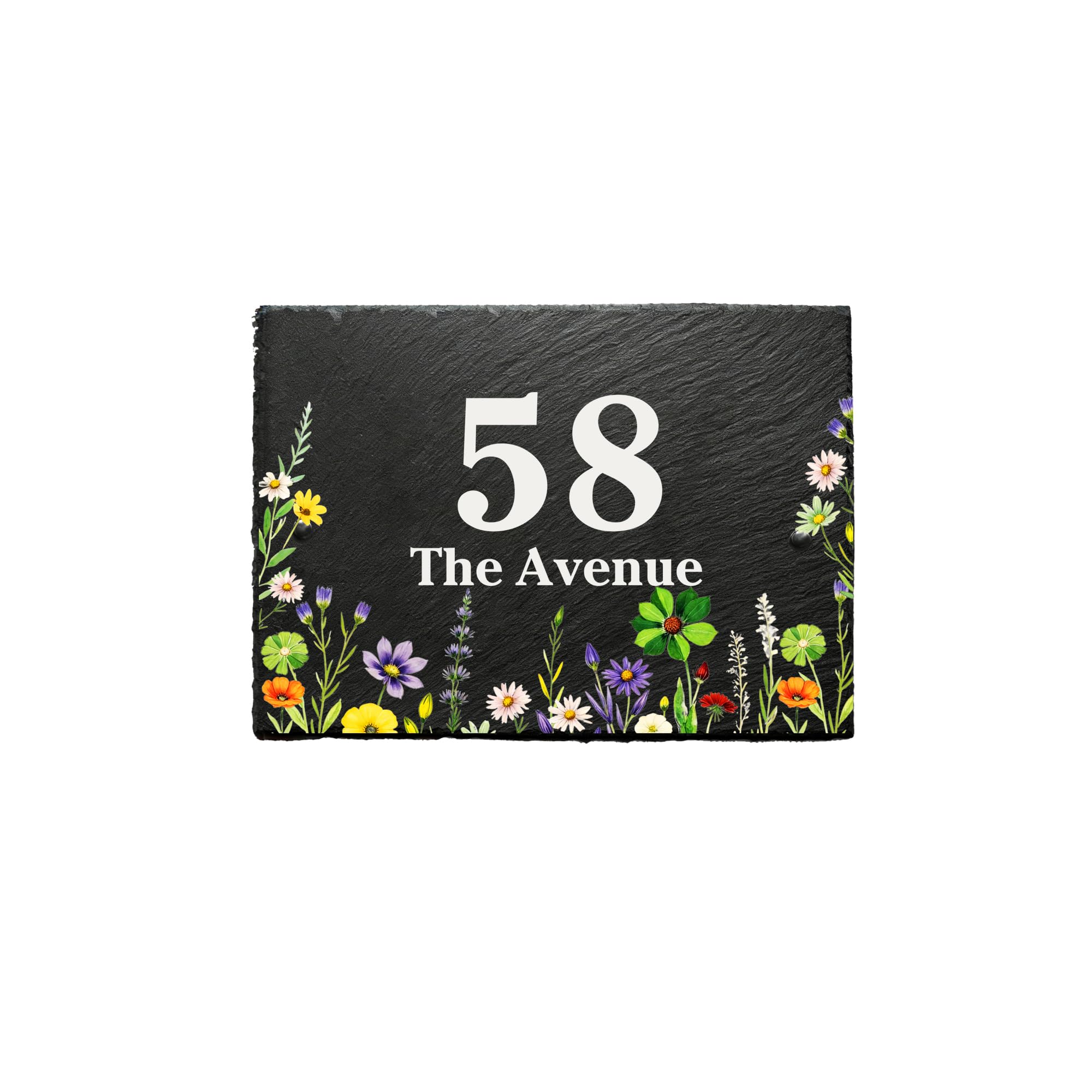 Personalised Natural Slate House Gate Sign Plaque Door Number Personalised Name UV Printed Hand Finished in UK (Colourful, 15X10cm Rectangle)