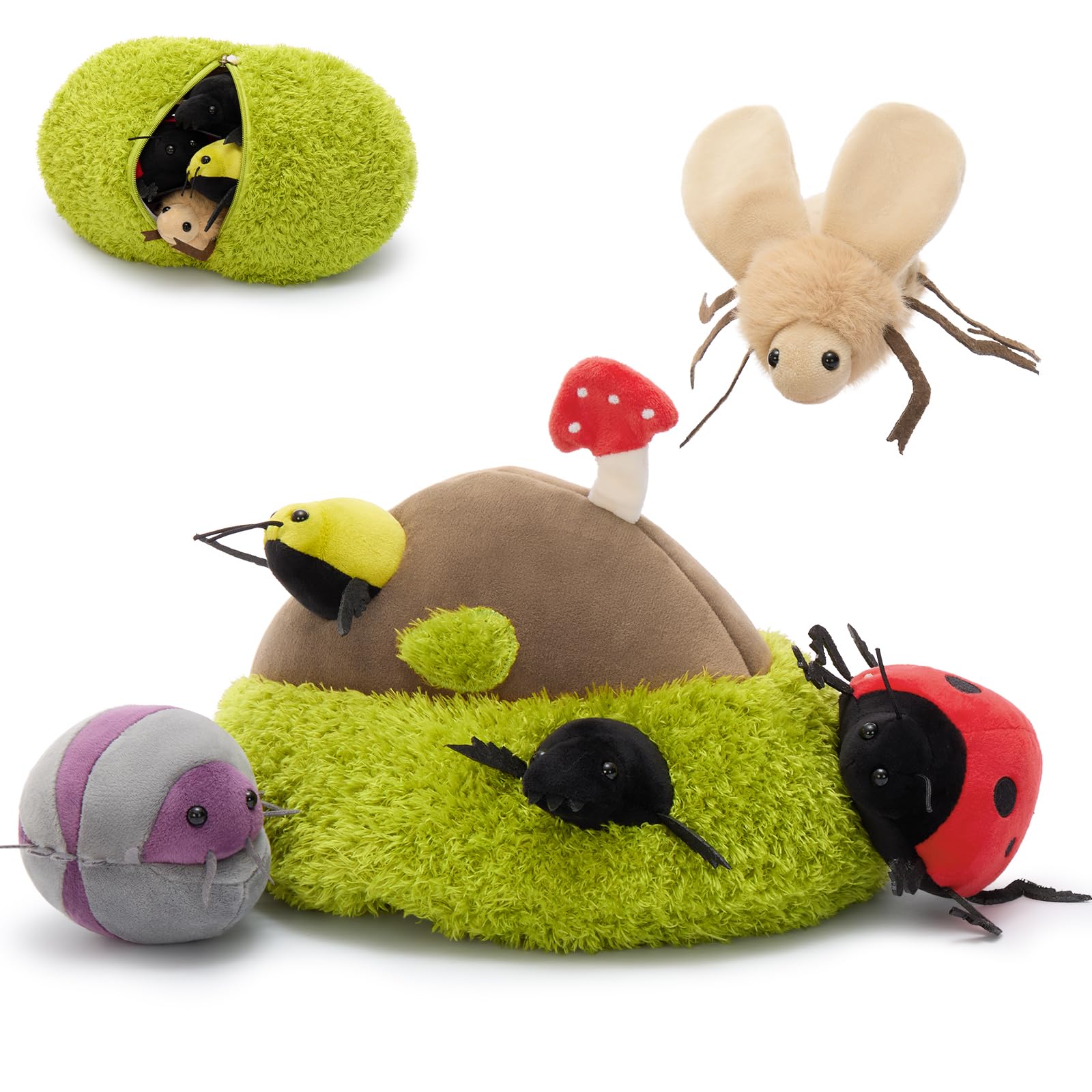 MaoGoLan 6pcs Insects Teddy Soft Toys, Bug ladybird ladybug moth beetle Plush Toys, fluffy insect Woodlouse for Kids Girls Boys Birthday Party Decoration โ image 1