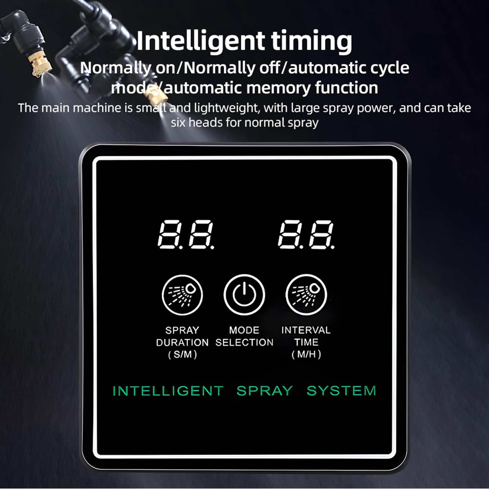 Nebulizzatore per rettili Sistema di spruzzatura intelligente Controller touchscreen Rettile Mister Automatico con timer Ugelli nebulizzatori regolabili a basso rumore a 360 gradi per terrari Anfibi