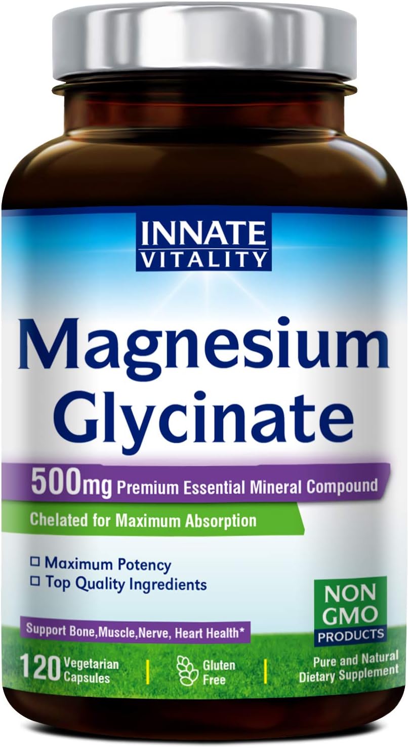 Innate Vitality Magnesium Glycinate 500mg,120 Veggie Capsules