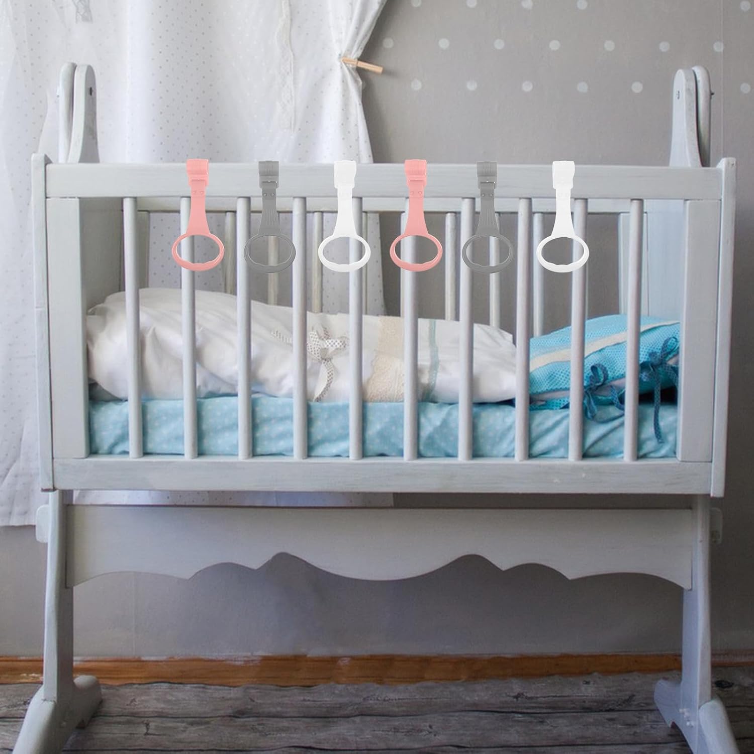 9pcs Pull up Rings and Infants Plastic Playpen Accessories with Comfortable Grip and Versatile Fit Nursery and Milestones Walking Training Aid