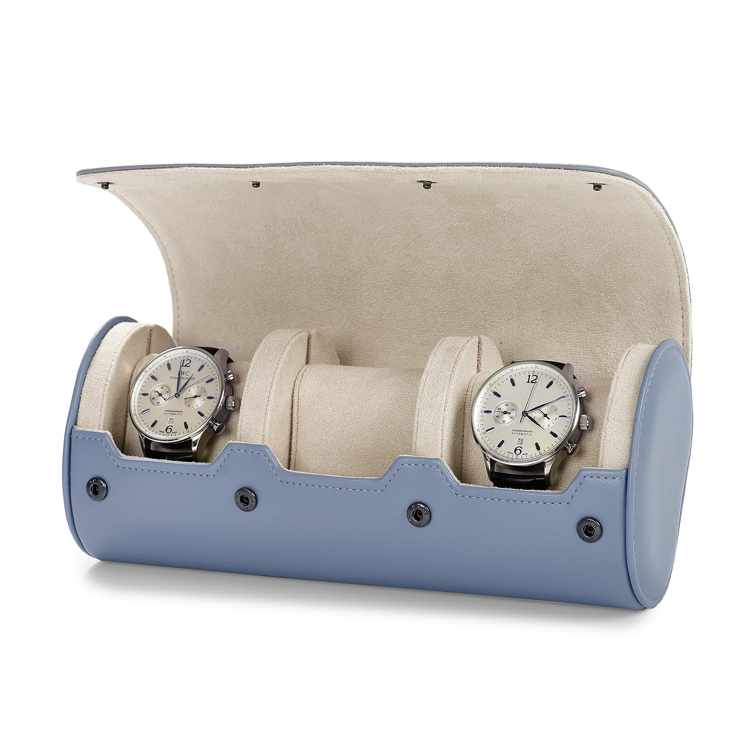 Oirlv Luxe PU Cuir 3 Fentes Etui Montre,Boite a Montre Homme,Rangement Pour Coffret Cadeau Noël Anniversaire Boite Montre(Bleu Clair)