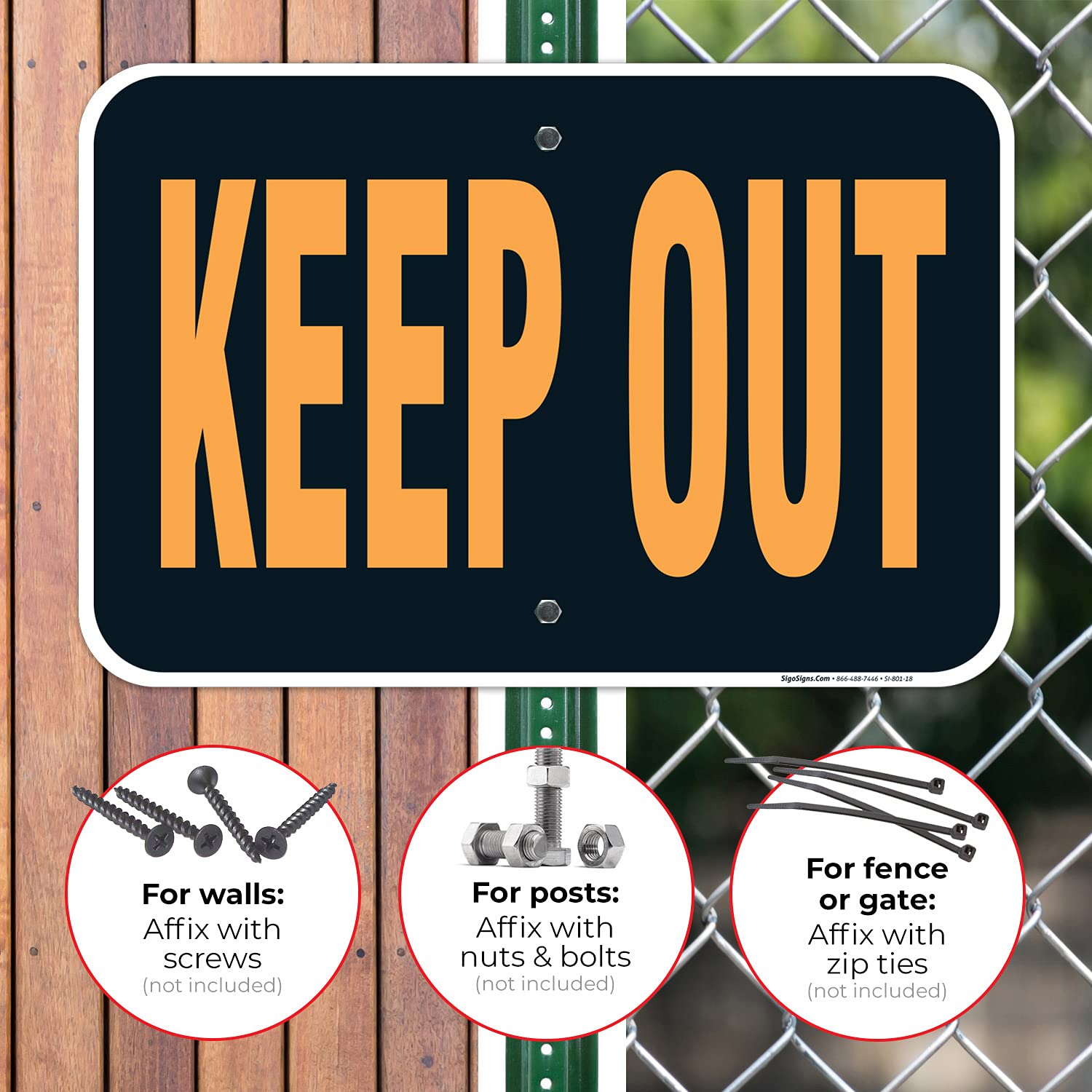 Keep Out Sign, 12x18 Inches, Rust Free .063 Aluminum, Fade Resistant, Made in USA