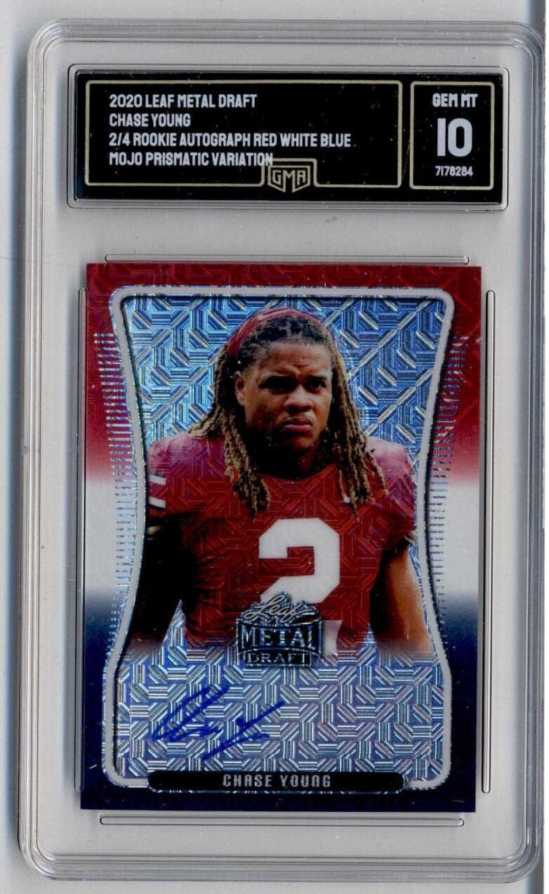 2020 Leaf Metal Draft Autograph #BAP-CY1 Chase Young RC Rookie AUTO 2/4 Football Trading Card Graded (GMA 10 GEM MINT) Washington Commanders