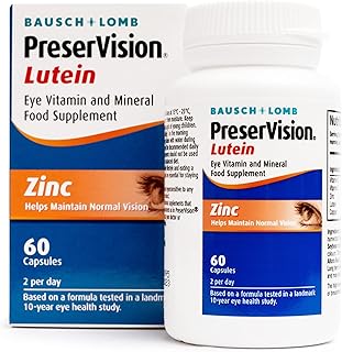PreserVision Lutein by Bausch + Lomb, Lutein, Zinc, Copper and Vitamin C and E, Eye Vitamin and Mineral Food Supplement, Two Lutein Soft Gel Capsules per Day