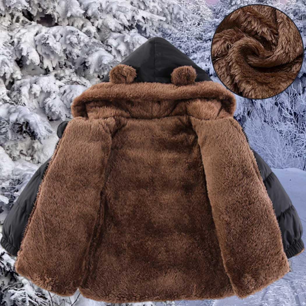 Toddler Winter Puffer Coat Fleece Padded Jackets Hooded Bear Ears Outwear Clothing for Kids Boys Girls 1-6 Years - Image 3