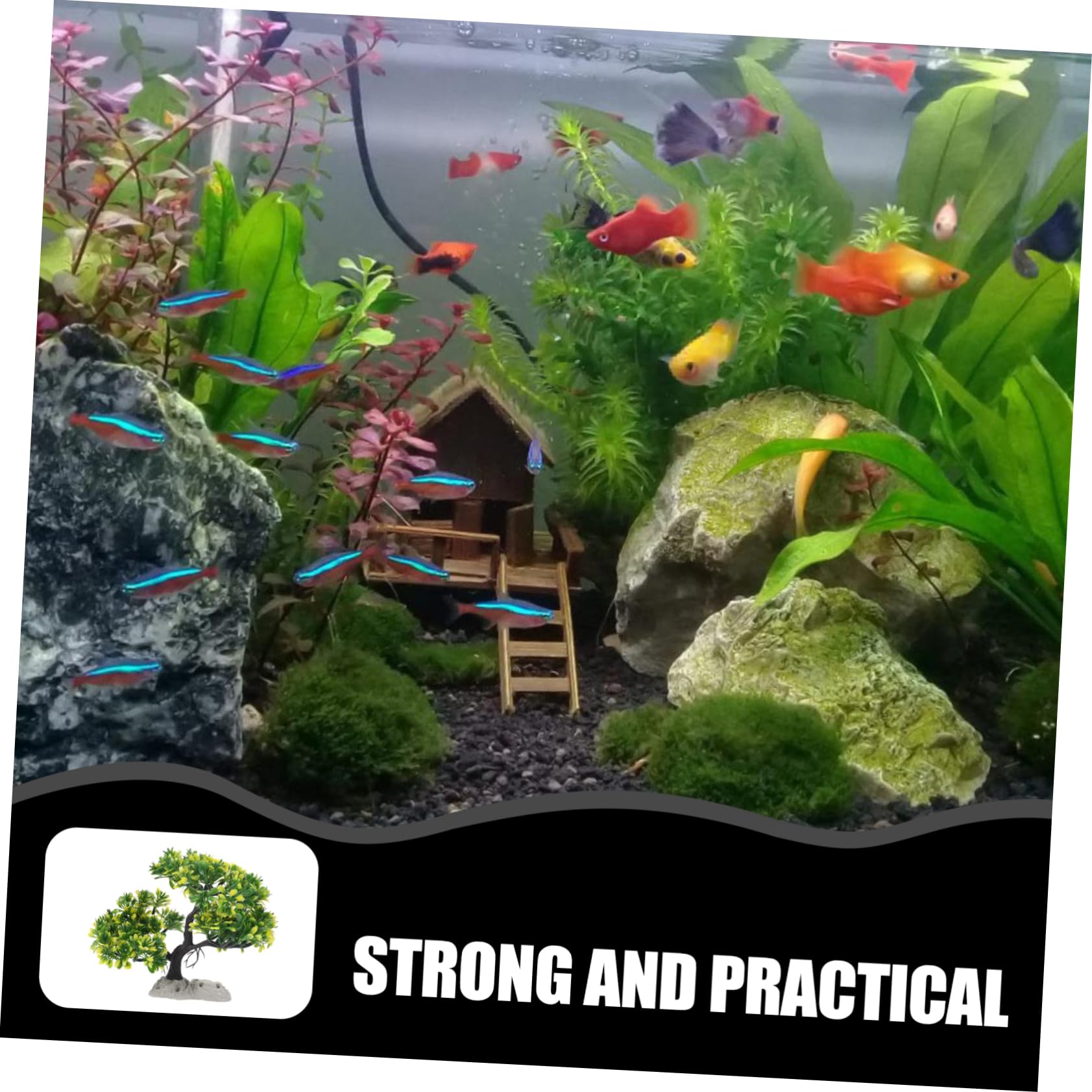 BESPORTBLE 3piezas Adorno Acuario Árbol De Pino Artificial para Decoración De Peceras Accesorios para Acuarios De Agua Dulce y Salada Fácil Instalación y Mantenimiento para Decorar El