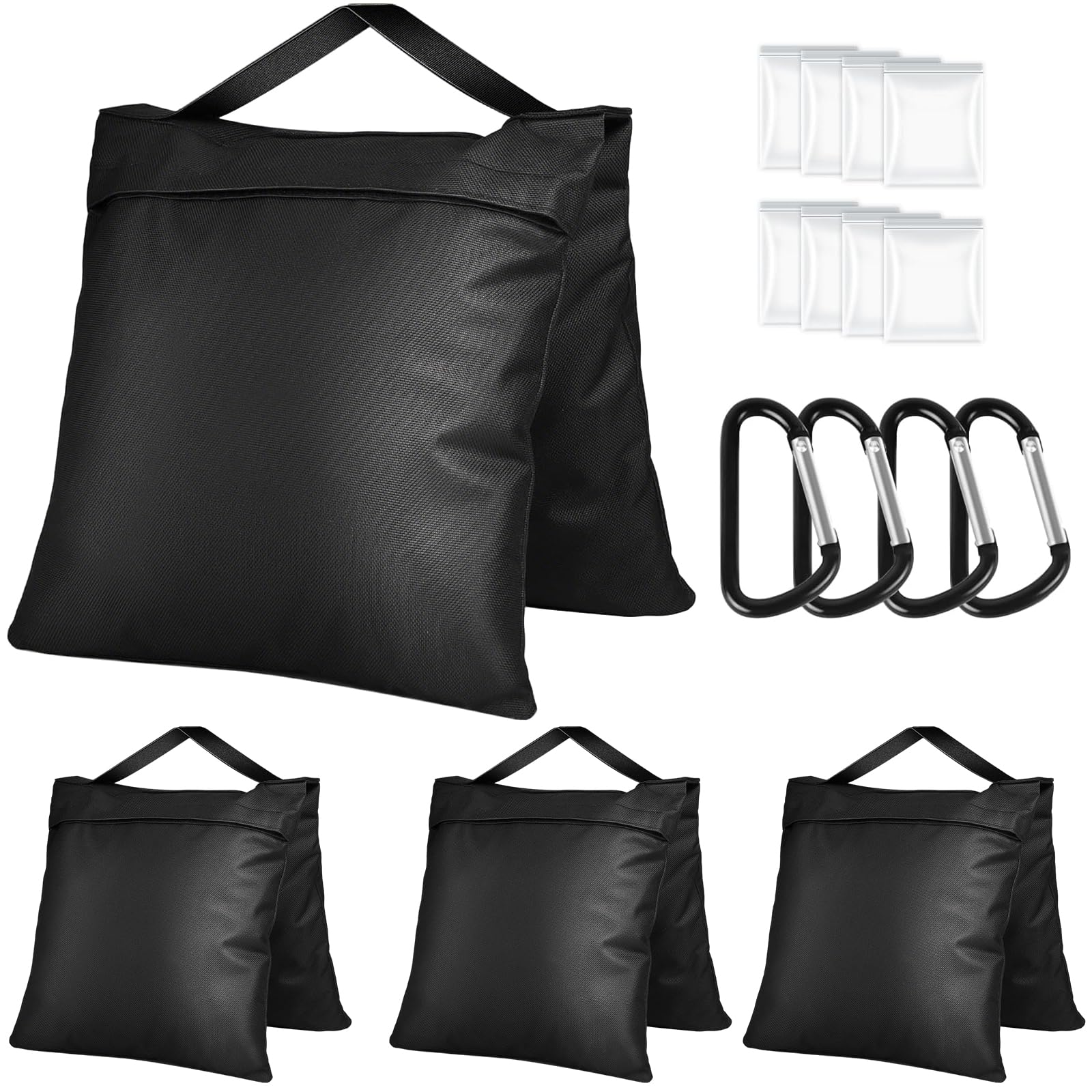 4 Stück Sandsäcke für Stativ Fotografie, 27 x 58 cm Sandbags, 600D wasserdichtem Oxford-Gewebe, Leere Gegengewichte zur Beschwerung für Lichtständer, Lampenstativ, Tripod, Fotostudio, Zelte