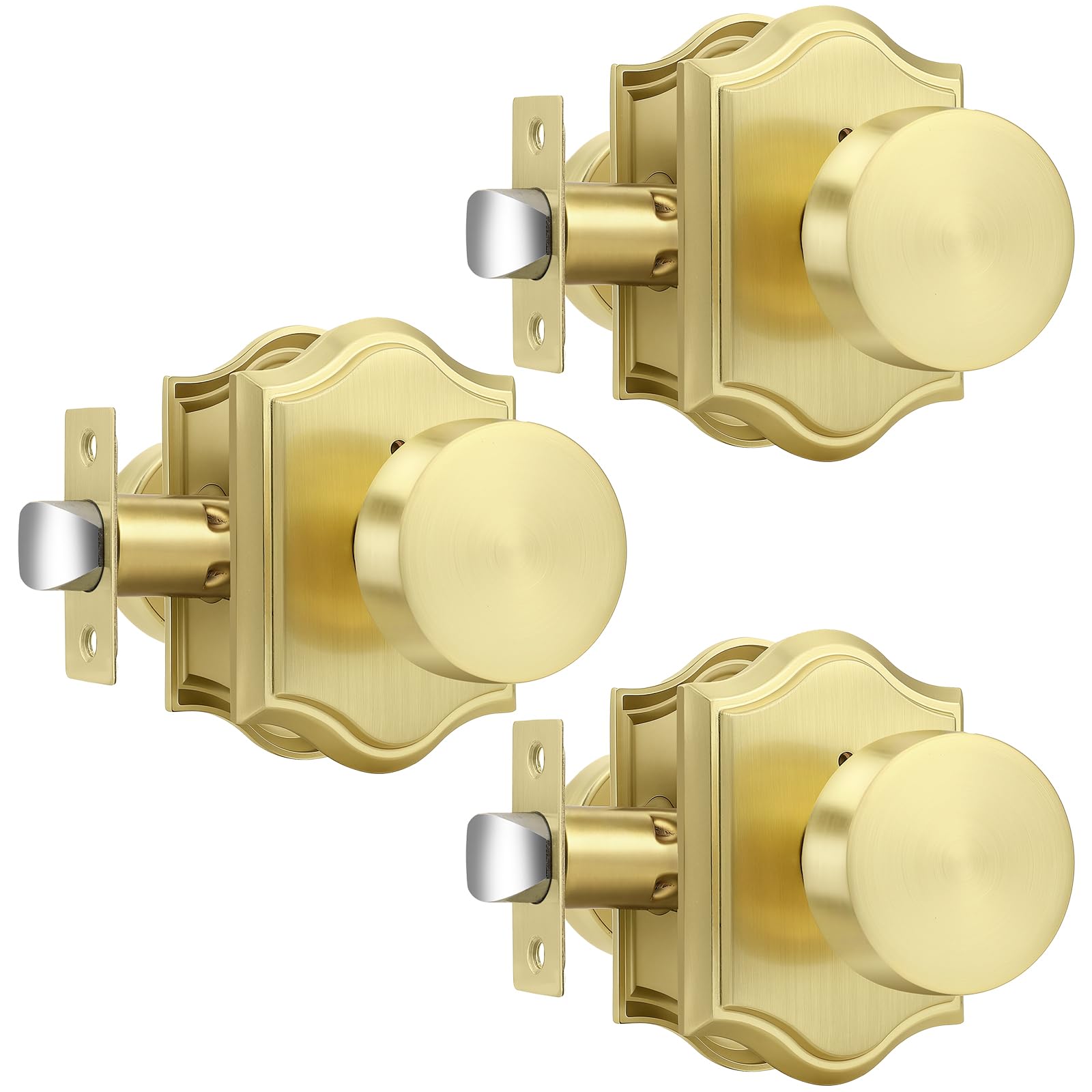 Antique Brass Door Knobs - Privacy & Push Button Lock -18