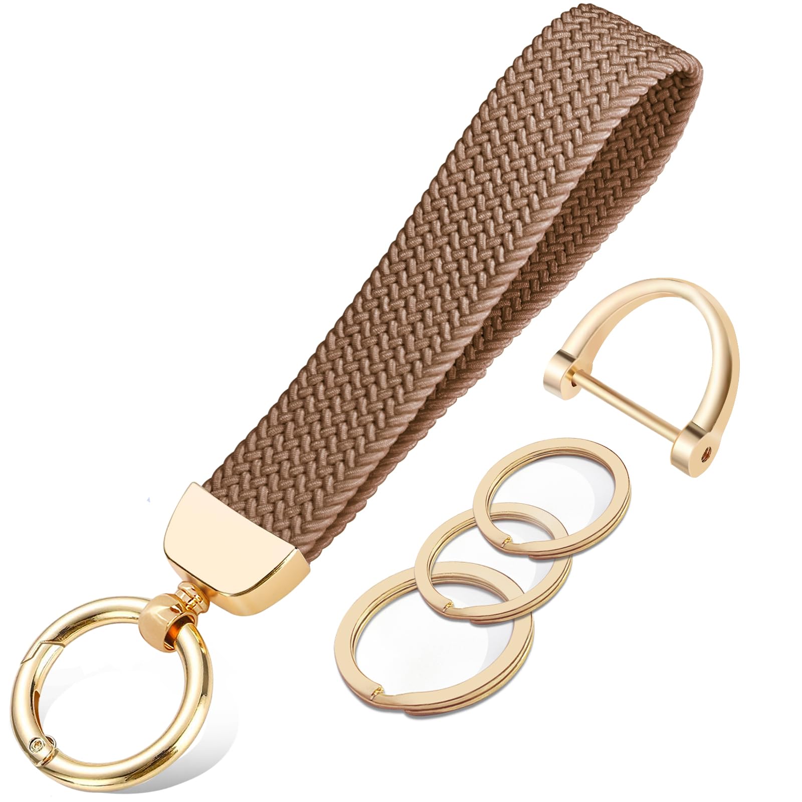 BuitBoll Stretchy Wristlet Keychain, Cute Key Chain Woven Wrist Lanyard Strap Keys Holder for Women Girl Men