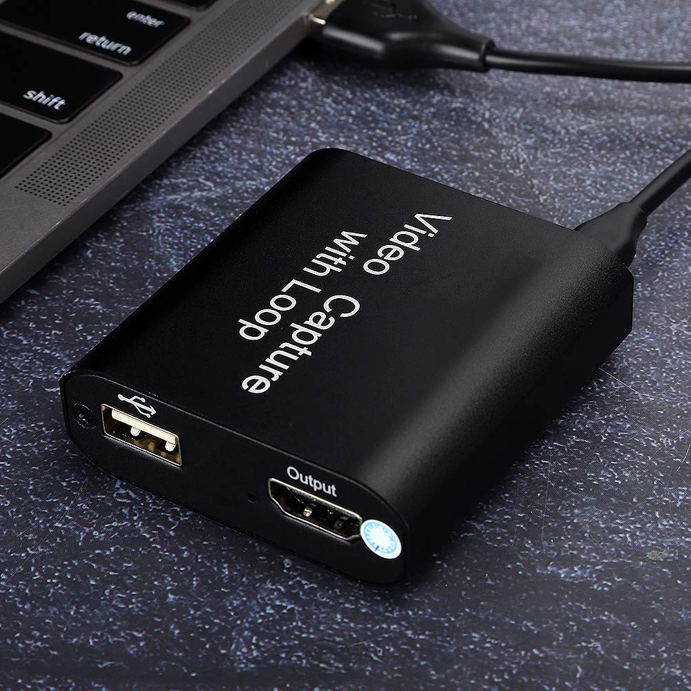 KIKYO Karta przechwytująca, karta przechwytywania wideo USB3.0 z wyjściem Loop Out, karta przechwytująca HDMI 4K Ultra HD, pasuje do konsoli do gier, PS4, PS3, Xbox One, czarna