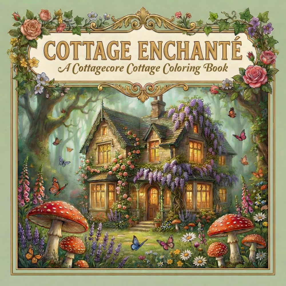 Cottagecore Coloring Book for Adults: Cottage Enchanté: 50 Enchanted Victorian Illustrations of Cozy Cottages, Wildflower Gardens & Enchanted Forests ... (Fabrique Thélys, The Cottagecore Collection)