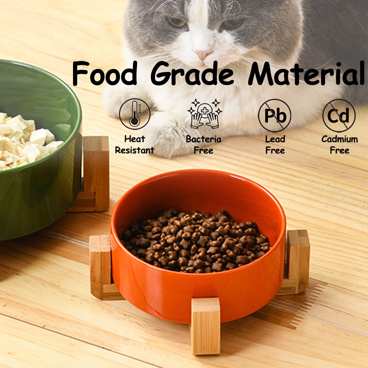 Petygooing Futternapf für Hunde und Katzen, Keramik, mit Ständer für Futter und Wasser, modern, niedlich, schwer, für Katzen, kleine Hunde (1,7 Tassen) und mittelgroße Hunde (3,6 Tassen), Rostrot, 800
