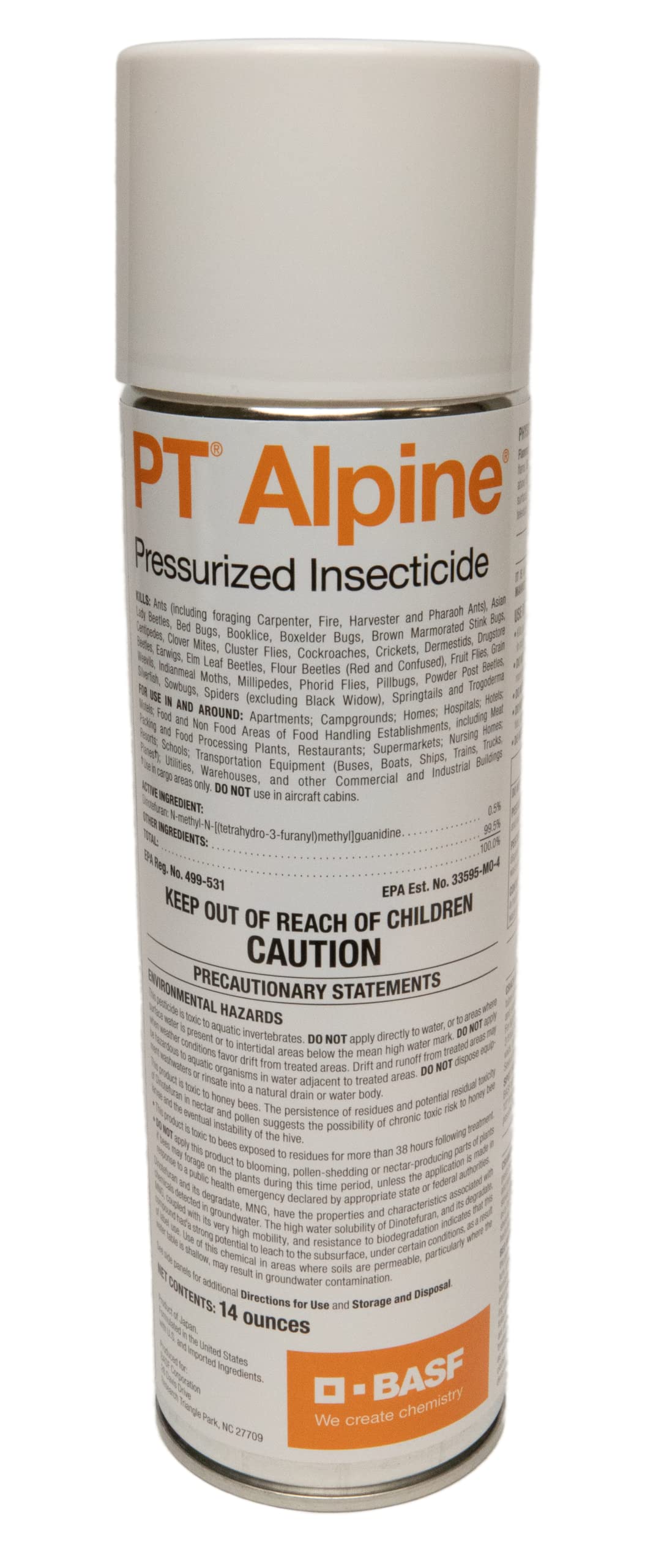 PT Alpine Pressurized Insecticide Spray for Ants, Cockroaches, Bed Bugs, Non-Repellent for Crawling or Flying Insects, Ready to Use, 14 Ounce