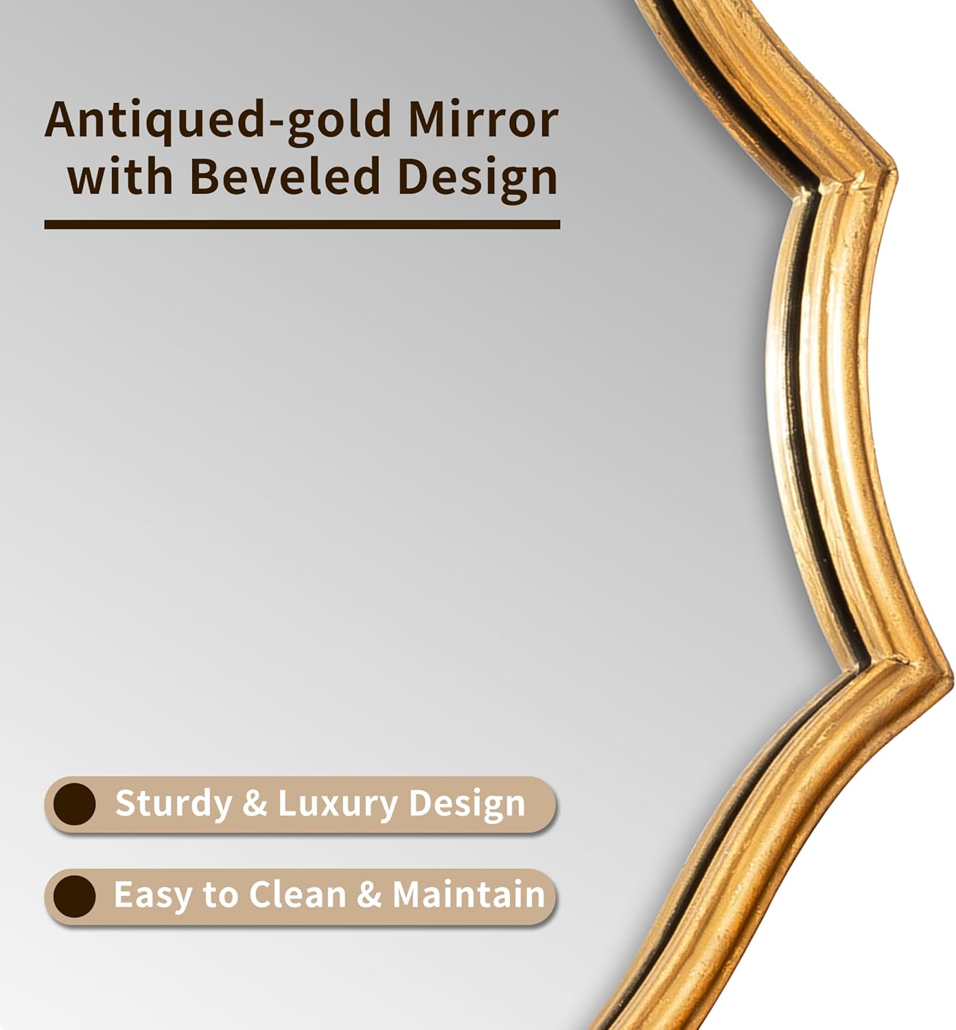 SHYFOY Antique Gold Mirror Wall Decorative, 26x32 Scalloped Mirror Irregular for Wall Large Ornate Mirrors Wall Mounted Accent Mirrors for Entryway Living Room