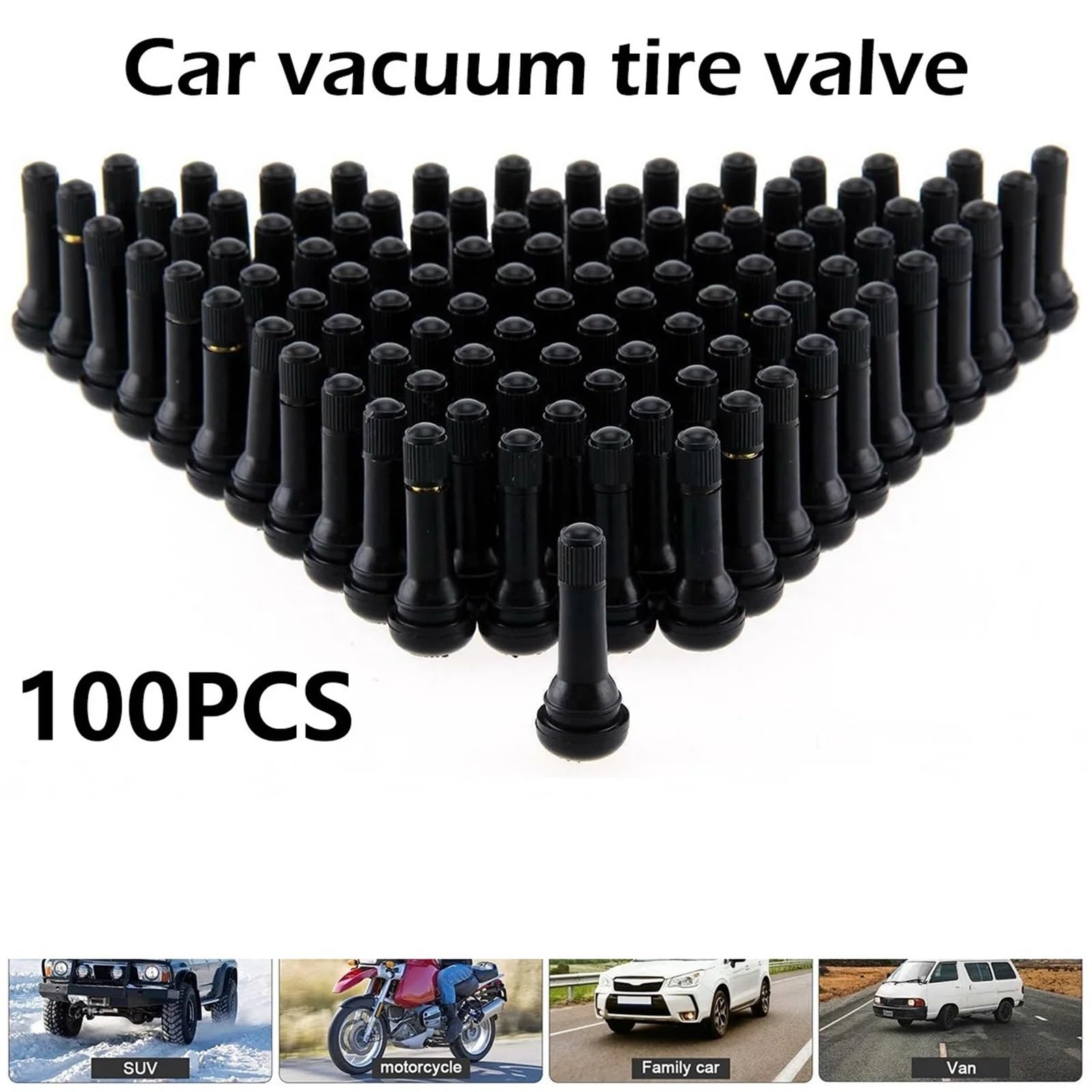 100 Stück Snap-In-Reifenventilschaft Auto Vakuumreifen Tubeless-Reifenventil Gummischäfte Räder Teile Autozubehör