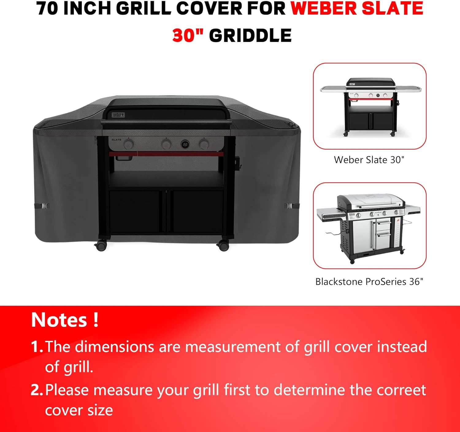 Grill Cover for Weber Slate 30" Griddle, Outdoor Griddle Cover Waterproof for Blackstone Culinary Series 36" Griddle with Lid