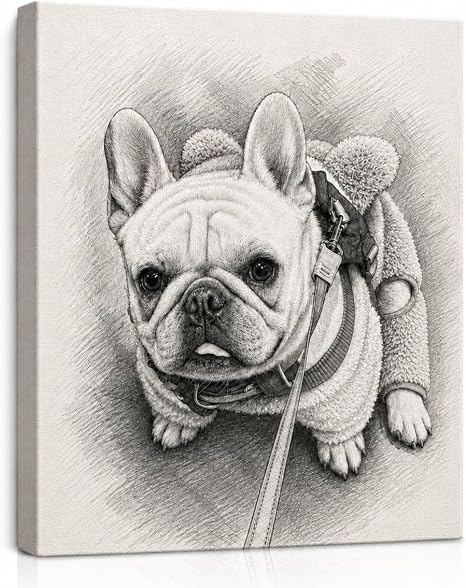 Personalized Pet Portrait Canvas Print, Custom Dog Cat Photo to Pencil Sketch Wall Art, Unique Pet Memorial Gift for Pet Lovers, Home Decor for Birthday Christmas Anniversary (VERTICAL PHOTO, 12" L x 24" W )
