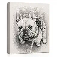 Personalized Pet Portrait Canvas Print, Custom Dog Cat Photo to Pencil Sketch Wall Art, Unique Pet Memorial Gift for Pet Lovers, Home Decor for Birthday Christmas Anniversary (VERTICAL PHOTO, 12" L x 24" W )