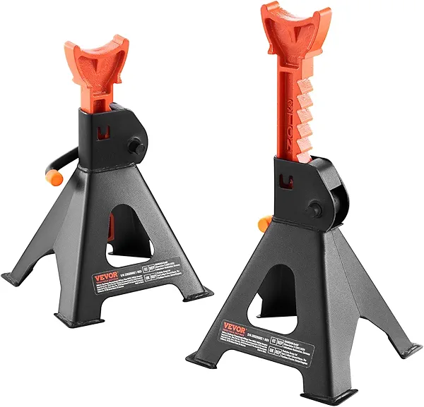 VEVOR Jack Stands, 3 Ton (6,000 lbs) Capacity Car Jack Stands, 10.8-16.3 inch Adjustable Height, for lifting SUV, Pickup Truck, Car and UTV/ATV, Red, 1 Pair
