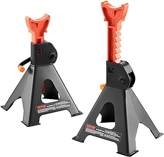 VEVOR Jack Stands, 3 Ton (6,000 lbs) Capacity Car Jack Stands, 10.8-16.3 inch Adjustable Height, for Lifting SUV, Pickup Truck, Car and UTV/ATV, Red, 1 Pair