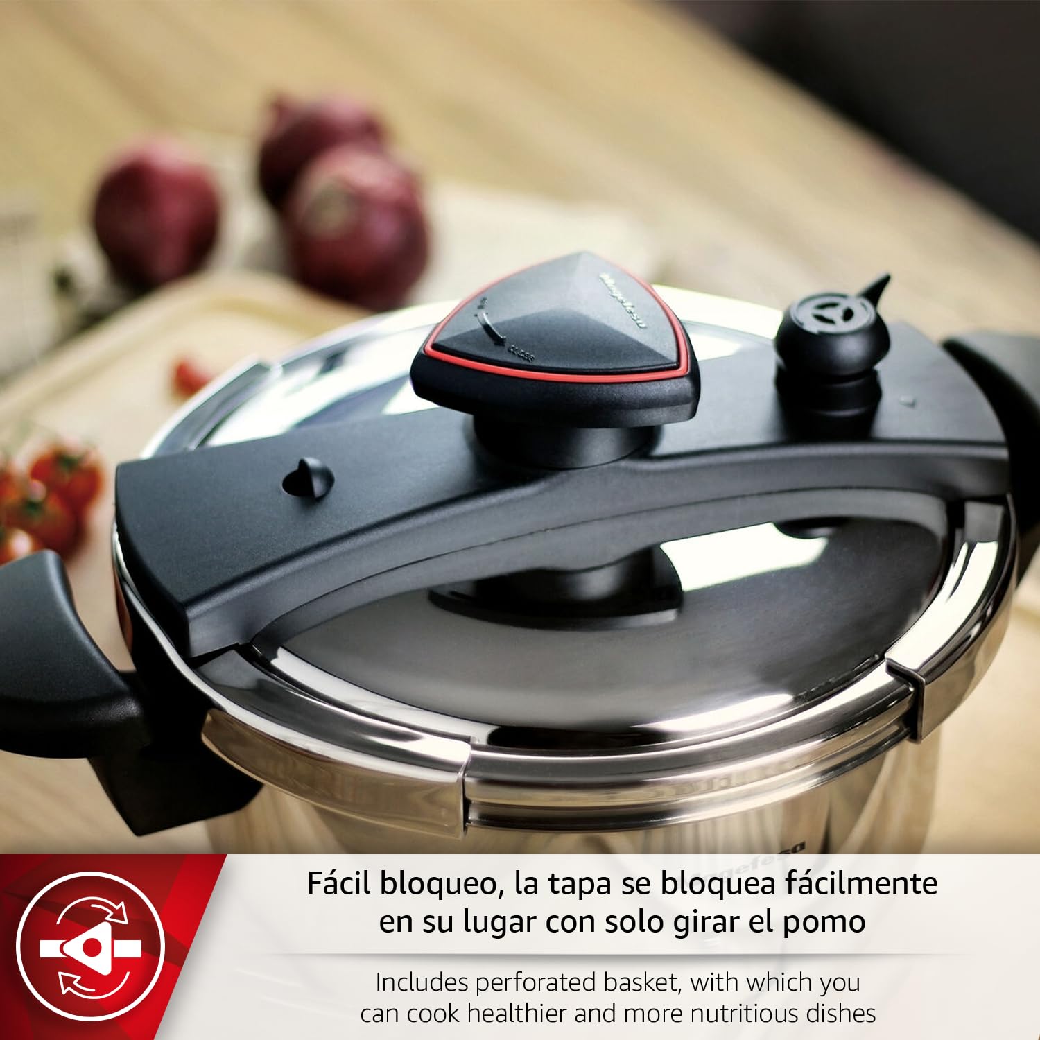 Magefesa Astra – Schnellkochtopf 4L, Edelstahl 18/10, Energieeffizient, Komfortabler Und Einfacher Verschluss, Gesundes Kochen, Für Induktion Geeignet