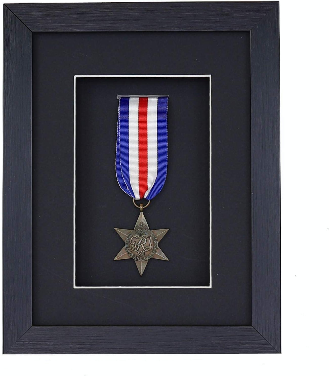 3d Deep Box Frame To Display War/Military/Sports Medals Black White Grey Oak-1 Medal-Black Frame With Black Mount
