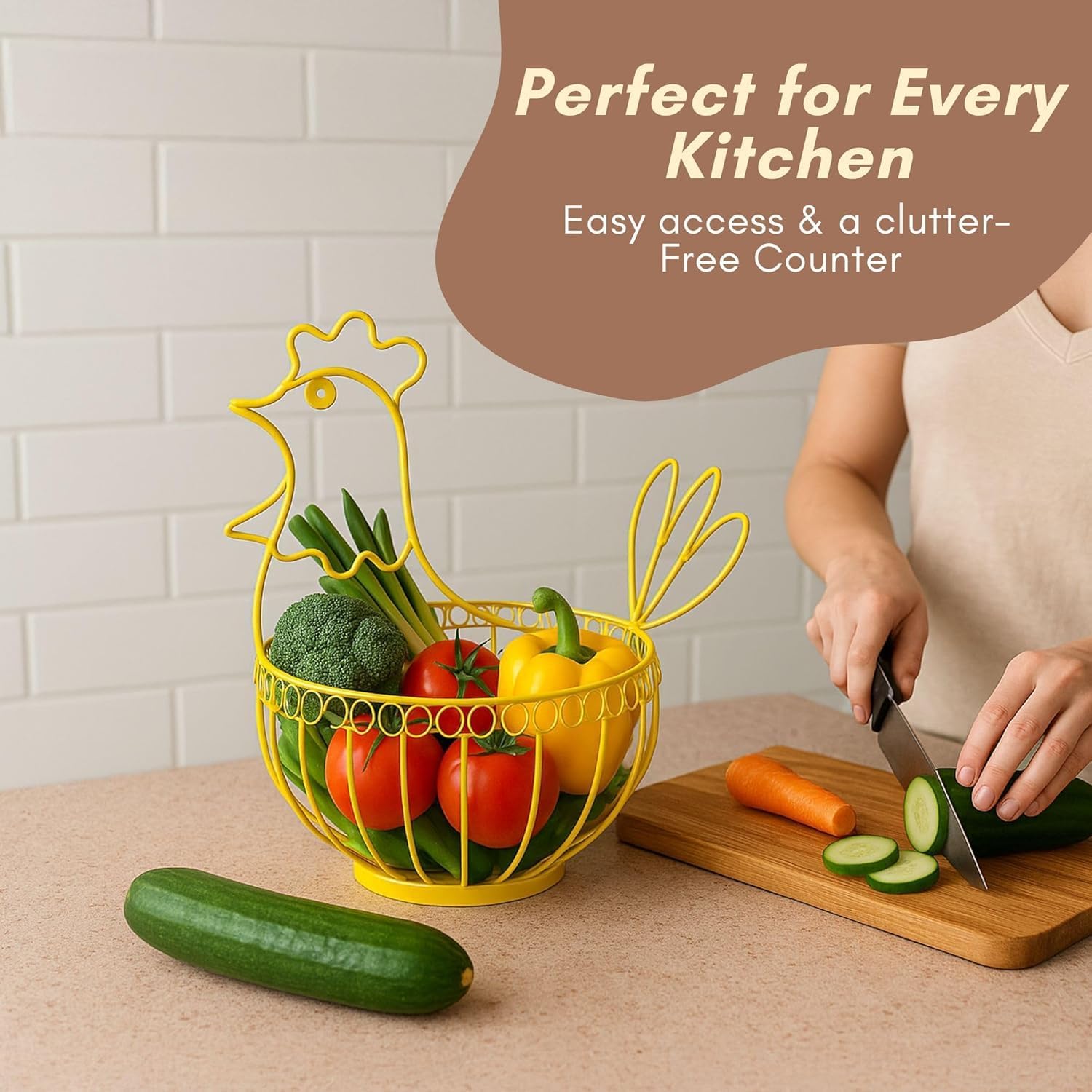 Metal Egg Basket - Hen Shape for Kitchen Storage -7