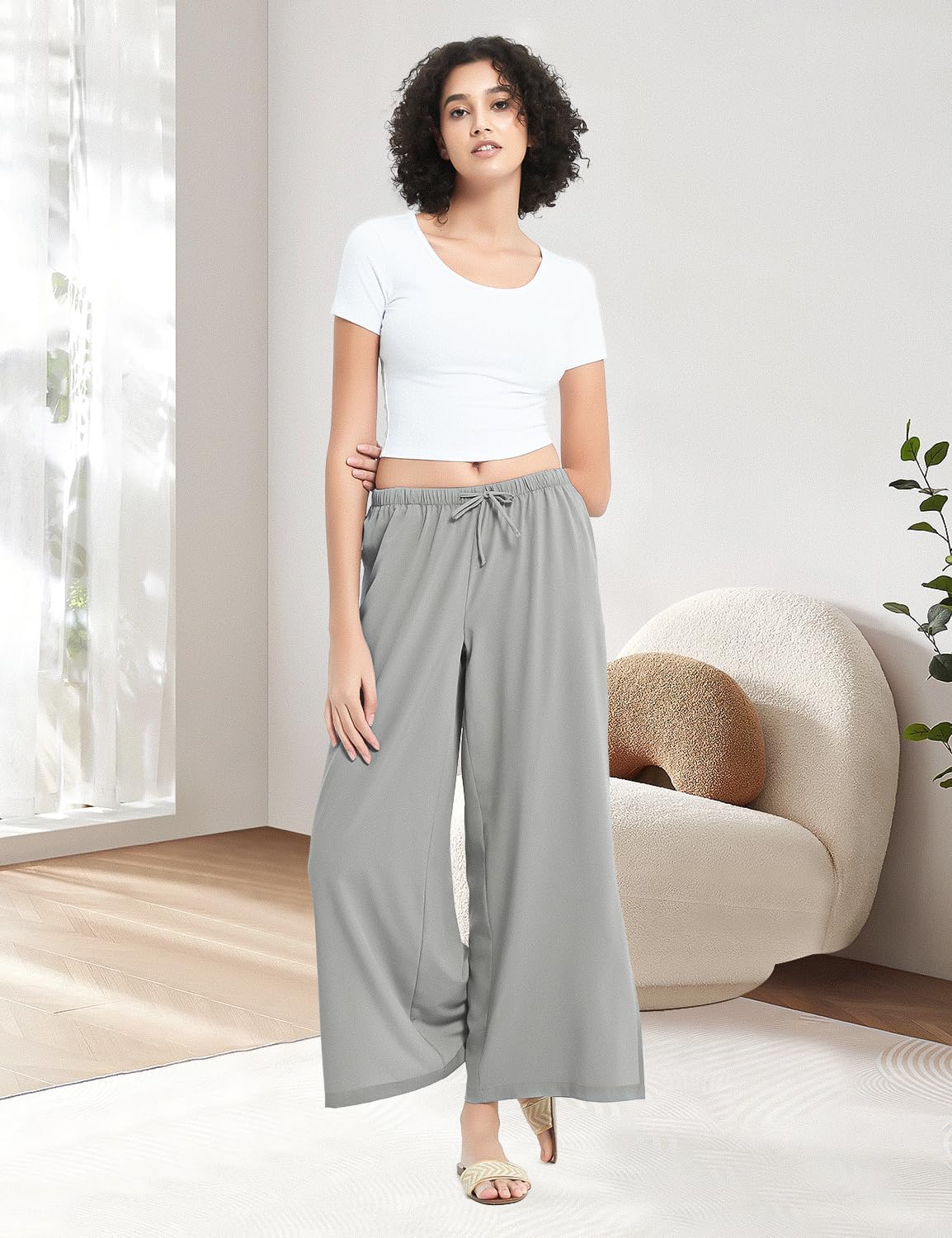 BVVU Womens Wide Leg Yoga Pants Lightweight Travel Pants Quick Dry Lounge Sweatpants Beach Swim Cover Up UPF 50+ - Image 2