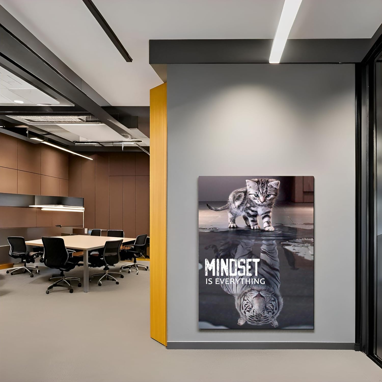 Motivational Success Quotes Office Room Wall Art Mindset is Everything Tiger Framed Canvas Print (20x28inch, Tiger Success) - Image 3