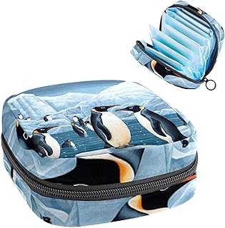 RODAILYCAY Sanitary Napkin Storage Bag for Women Cute, Feminine Menstruation Pad Holder for Period, Portable Zipper Menstrual Pad Bags Penguin