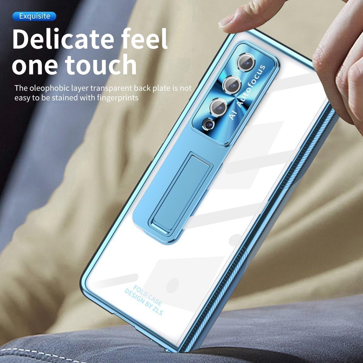 Generic Custodia compatibile con Samsung Galaxy Z Fold 5 (colore blu) Custodia a libro magnetica rigida con cerniera e supporto, pellicola per schermo e pennino capacitivo