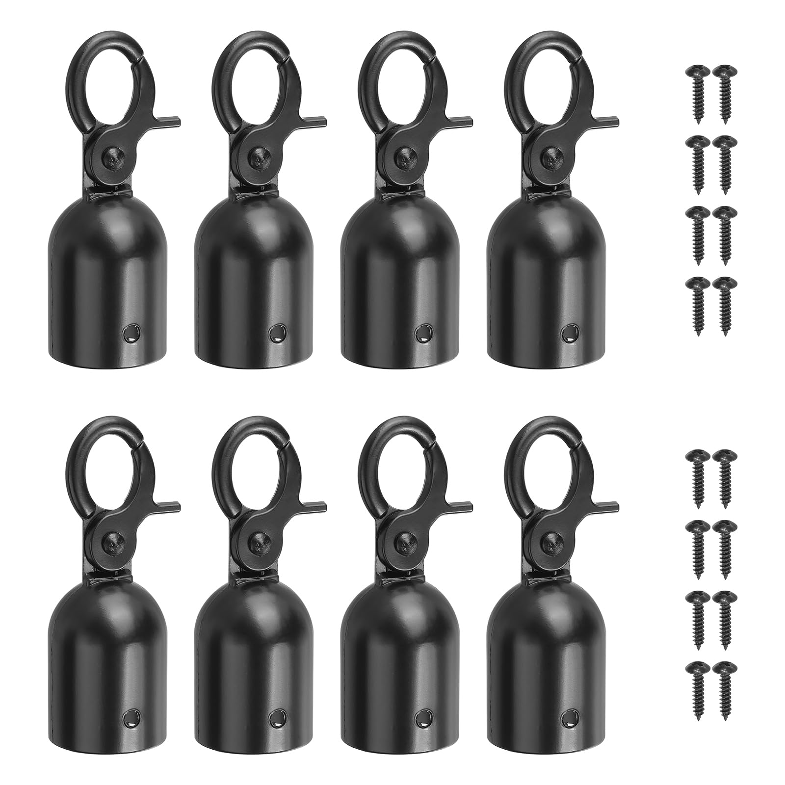 PATIKIL 28x76mm Fermacorda Per Paletti, 8Pz Corde in Velluto Ganci Baccello Per Estremità Corda Barriere Ganci Scatto Transenne Delimitazione Per Controllo Folla Divisori Coda, Nero