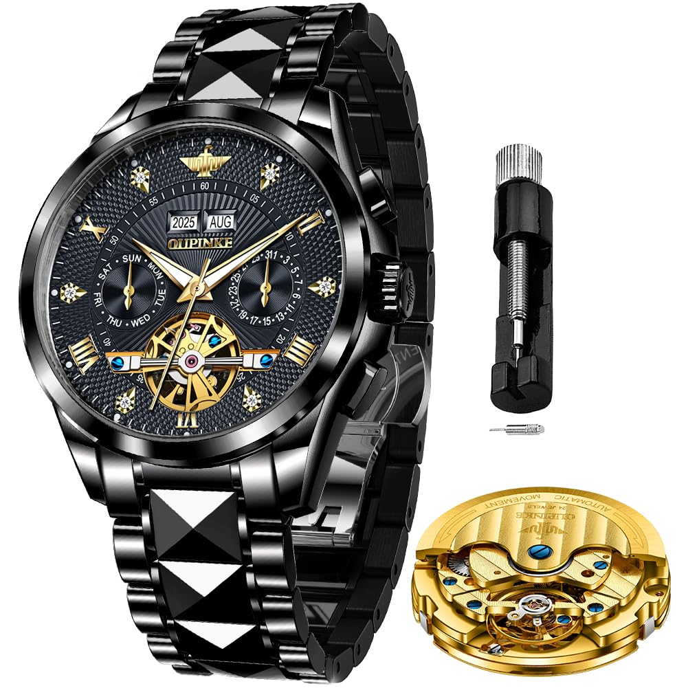 Sponsored Ad - Automatic Men Watches Mechanical Luxury Self Winding Wrist Watch Multi Calendar Stainless Steel Waterproof Wrist Watches for Men