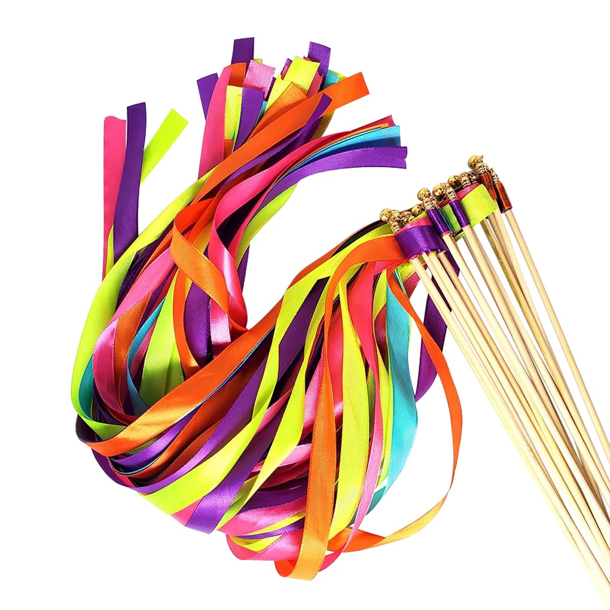 50 Stück Bunte Luftschlangen Mit Glöckchen, Feenstäbe, Party-Luftschlangen, Dekoration Für Geburtstage, Hochzeiten, Weihnachten