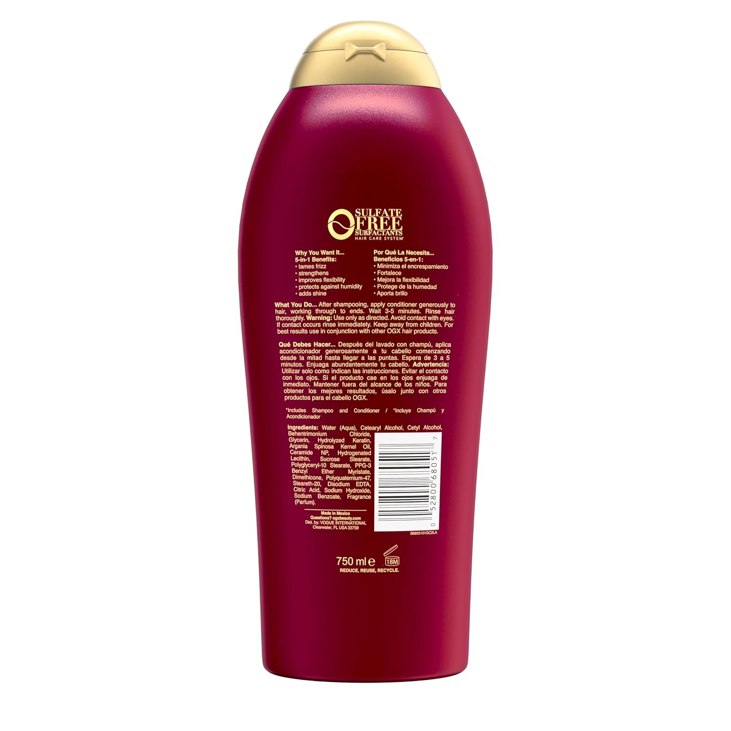 OGX Frizz-Free + Keratin Smoothing Oil Conditioner, 25.4 fl oz - Image 8