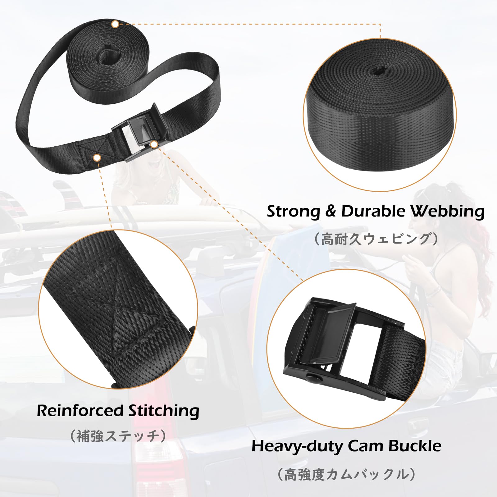 TRIWONDER 荷締めベルト ラッシングベルト タイダウンベルト