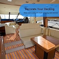 Vista 45 de HZshark Piso de lancha de espuma EVA autoadhesiva de 6mm antideslizante, alfombra marina de teca para lancha, almohadilla de cubierta de espuma