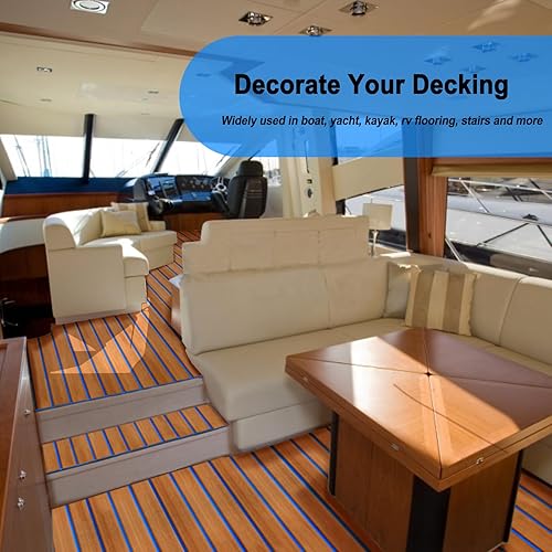 Miniatura 45 de HZshark Piso de lancha de espuma EVA autoadhesiva de 6mm antideslizante, alfombra marina de teca para lancha, almohadilla de cubierta de espuma