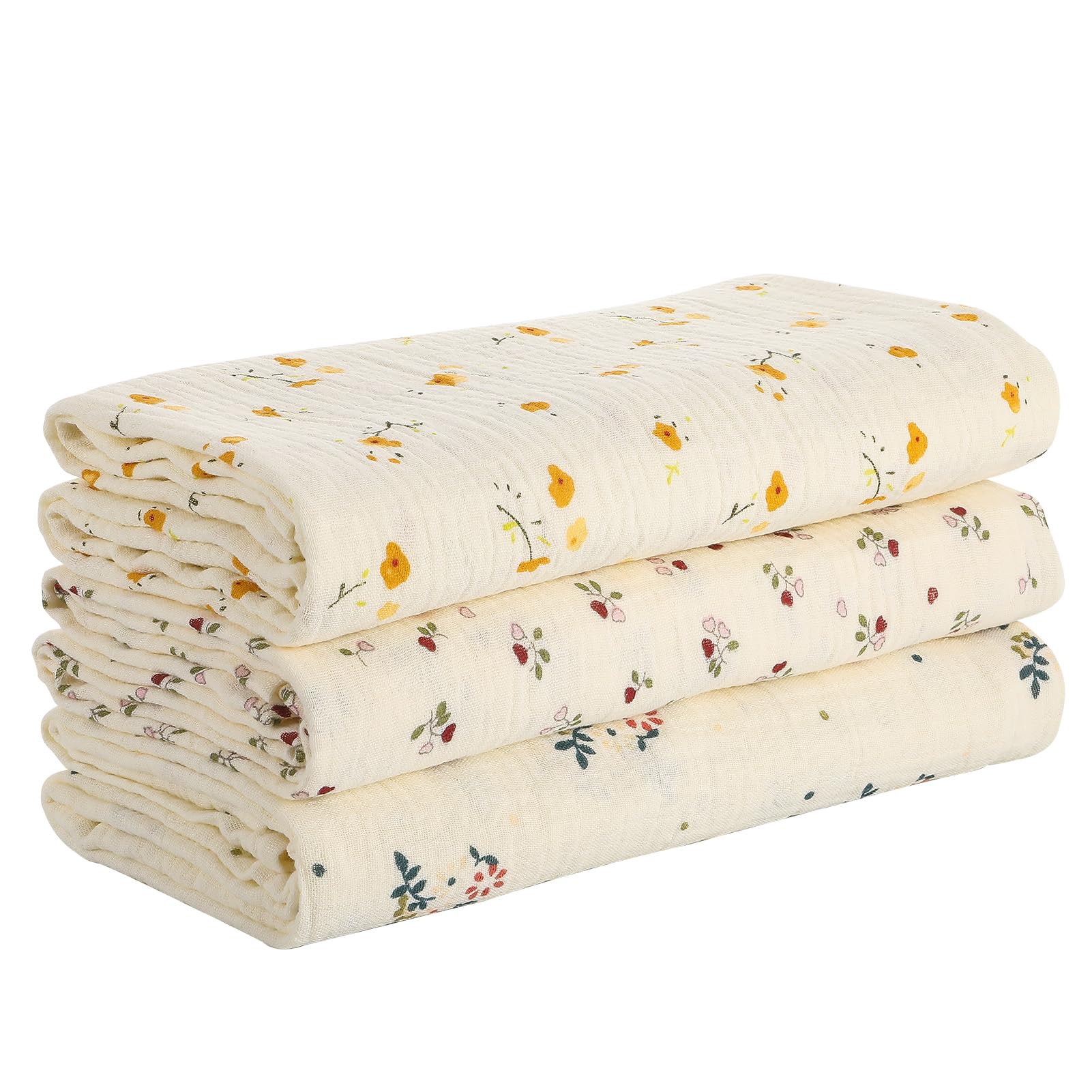 GSrenyu 3 pezzi grandi panni di mussola per neonato 100x100 cm, coperte di mussola 100% cotone per neonato