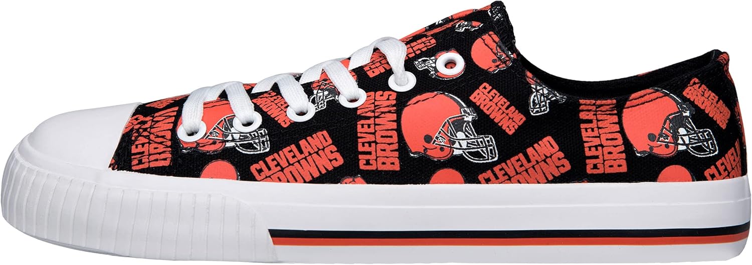 FOCO Cleveland Browns NFL Womens Low Top Repeat Print Canvas Shoes - 6 - Image 2