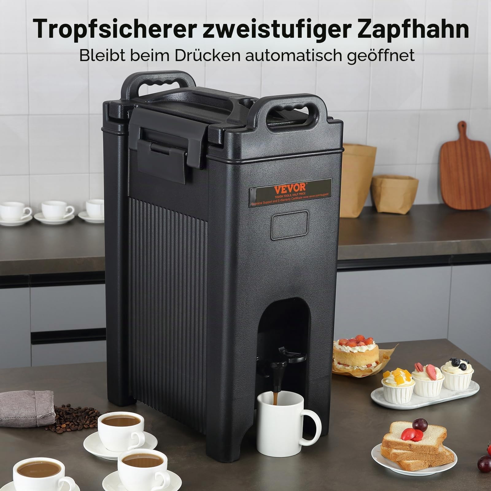 VEVOR Heiß- und Kaltgetränkespender Getränkespender 18,9 L, LDPE Heiß- und Kaltwasserbrunnen Großer Getränkespender mit Zapfen für Kaffee, Kalte Milch, Wasser, Saft usw. Isolierkanne 1-2 Personen