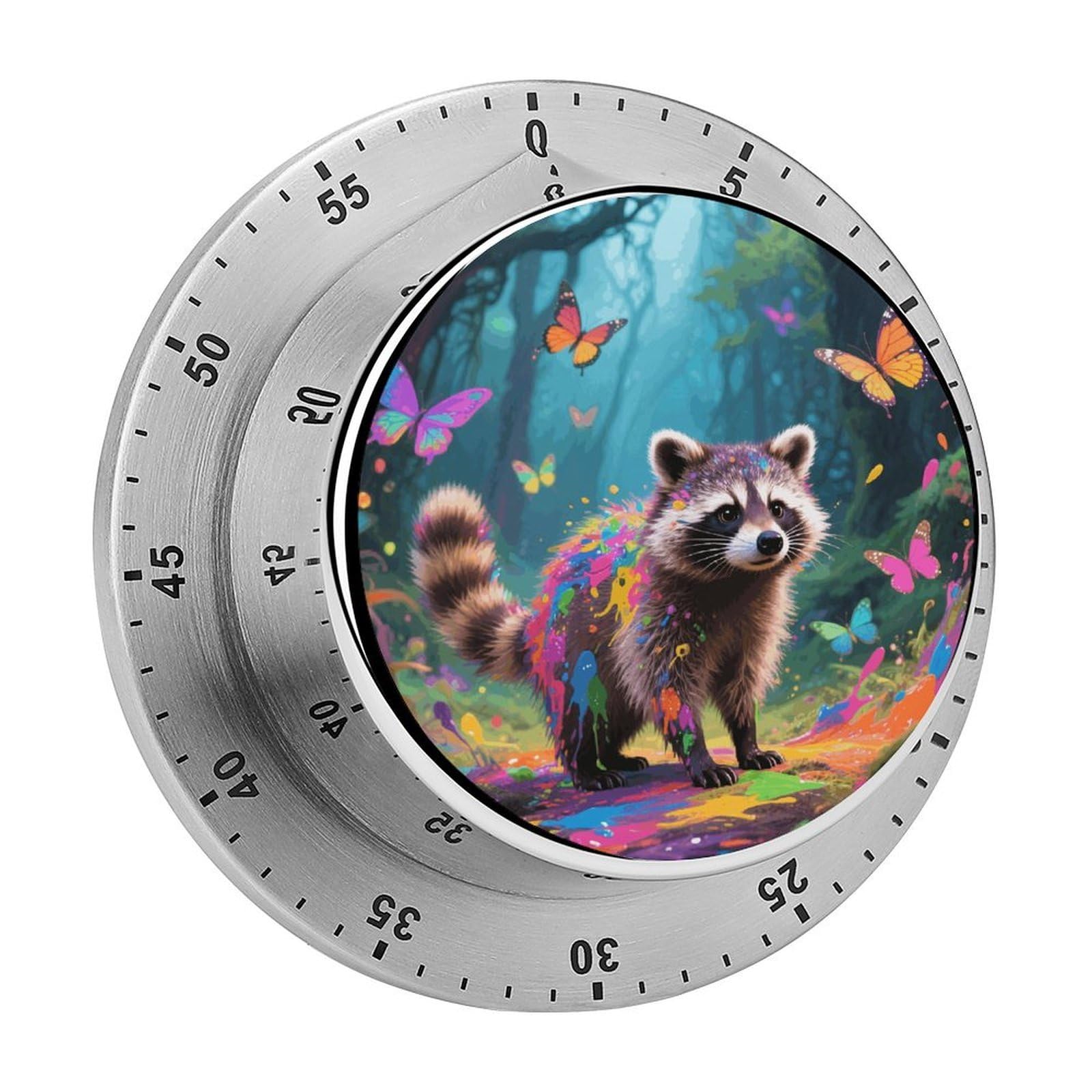 Magic Raccoon Timer Digital Stainless Steel Kitchen Timers with Loud Alarm Visual Timers Magnetic Countdown Countup Timer for Homework Chores Office Time Management