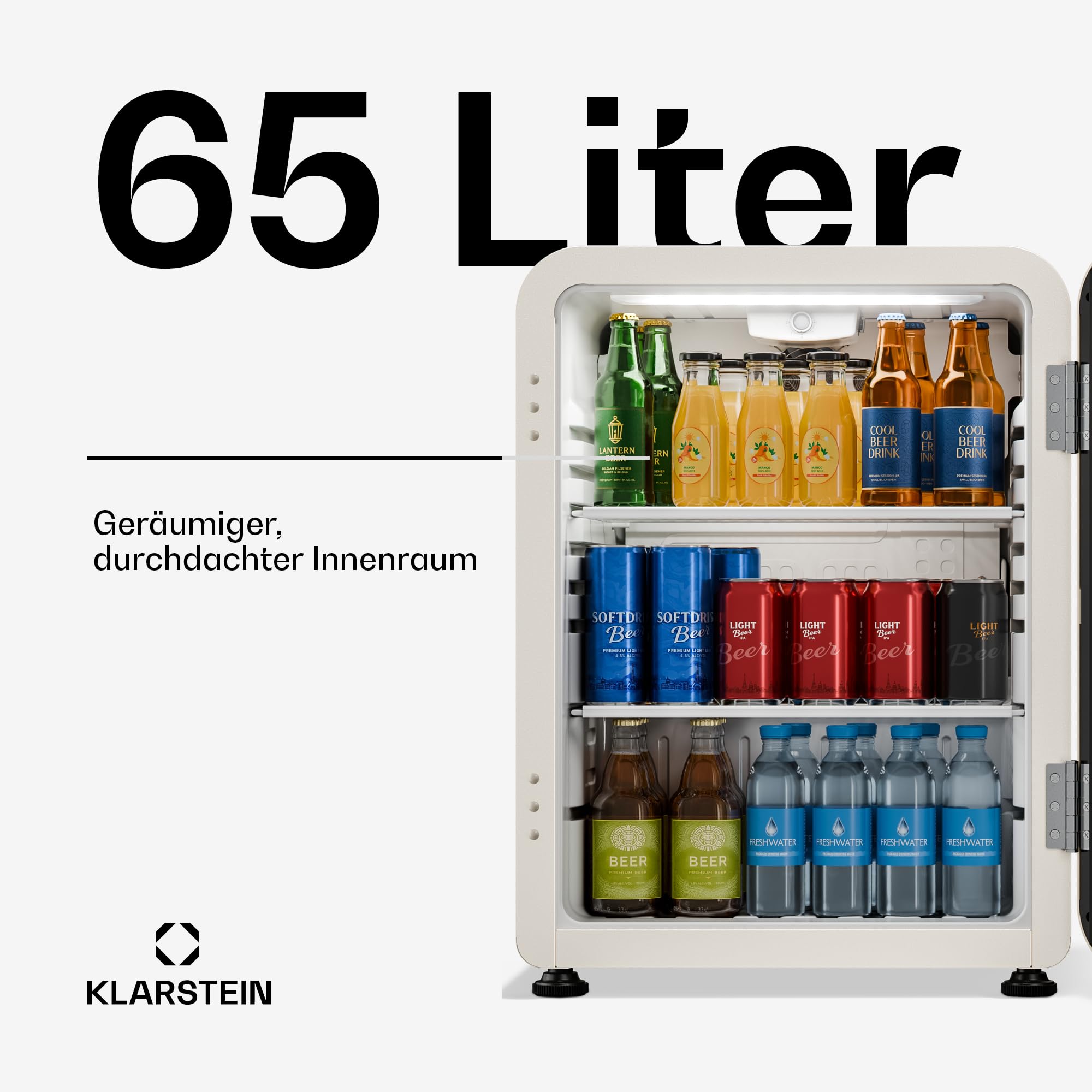 Klarstein Audrey Evo Getränkekühlschrank 65 L Getränkekühler Glastür LED-Beleuchtung einstellbare Temperatur 0–10 °C