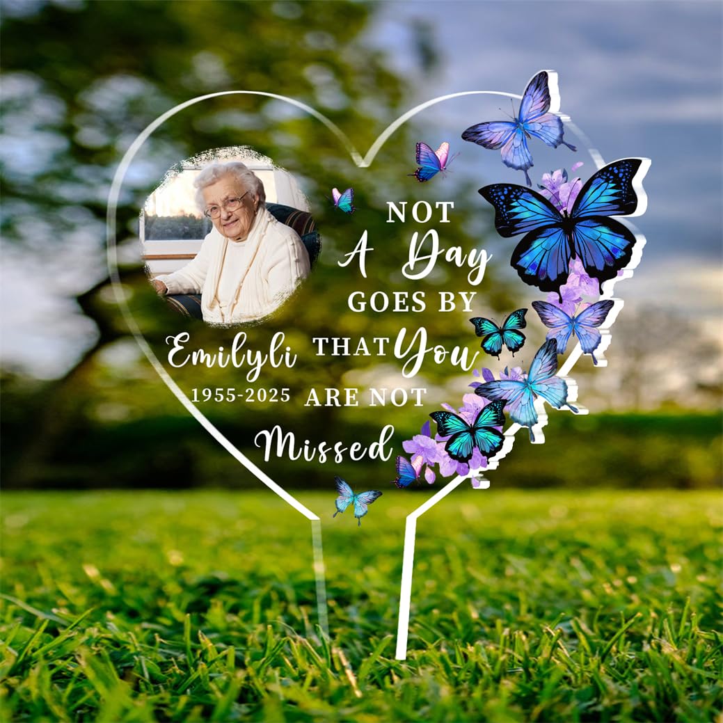 Not A Day Goes By That You Are Not Missed Memorial Decorations For Cemetery Memorial Gifts To Loss Of Family Customized Acrylic Yard Sign With Photo Personalized Sympathy Gift For Loss Of Family