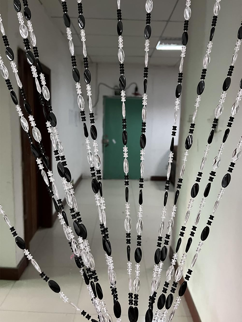 Zidetang Acrylic Beaded Door Curtain Home DéCor Tassel Room Divider Curtain (Black, 100Cm By 195Cm)-image