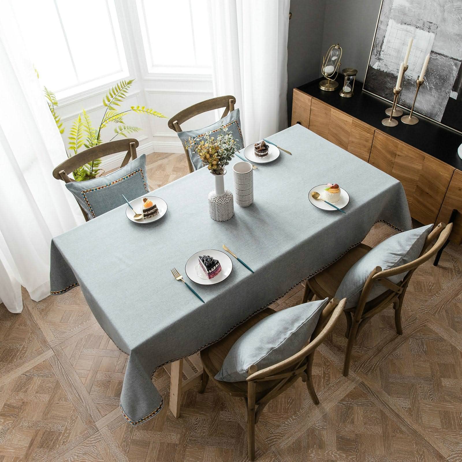 Tischdecked Tischtücher Zum Besticken Stickerei Tischdeckechen Bedside Table Cloth Grau Tischschutz Dekoration 140X200Cm